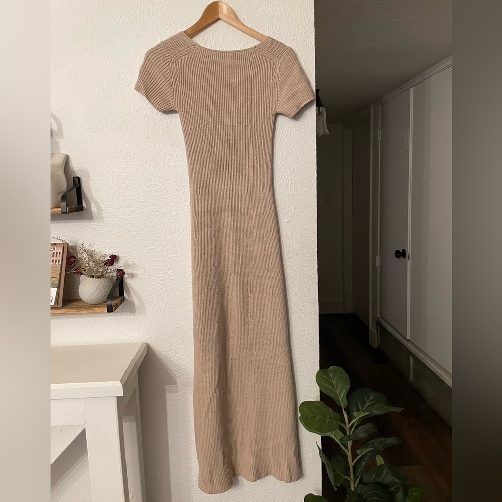 STAUD Camden Ribbed Knit Short Sleeve Maxi Dress Nude - Picture 6 of 8